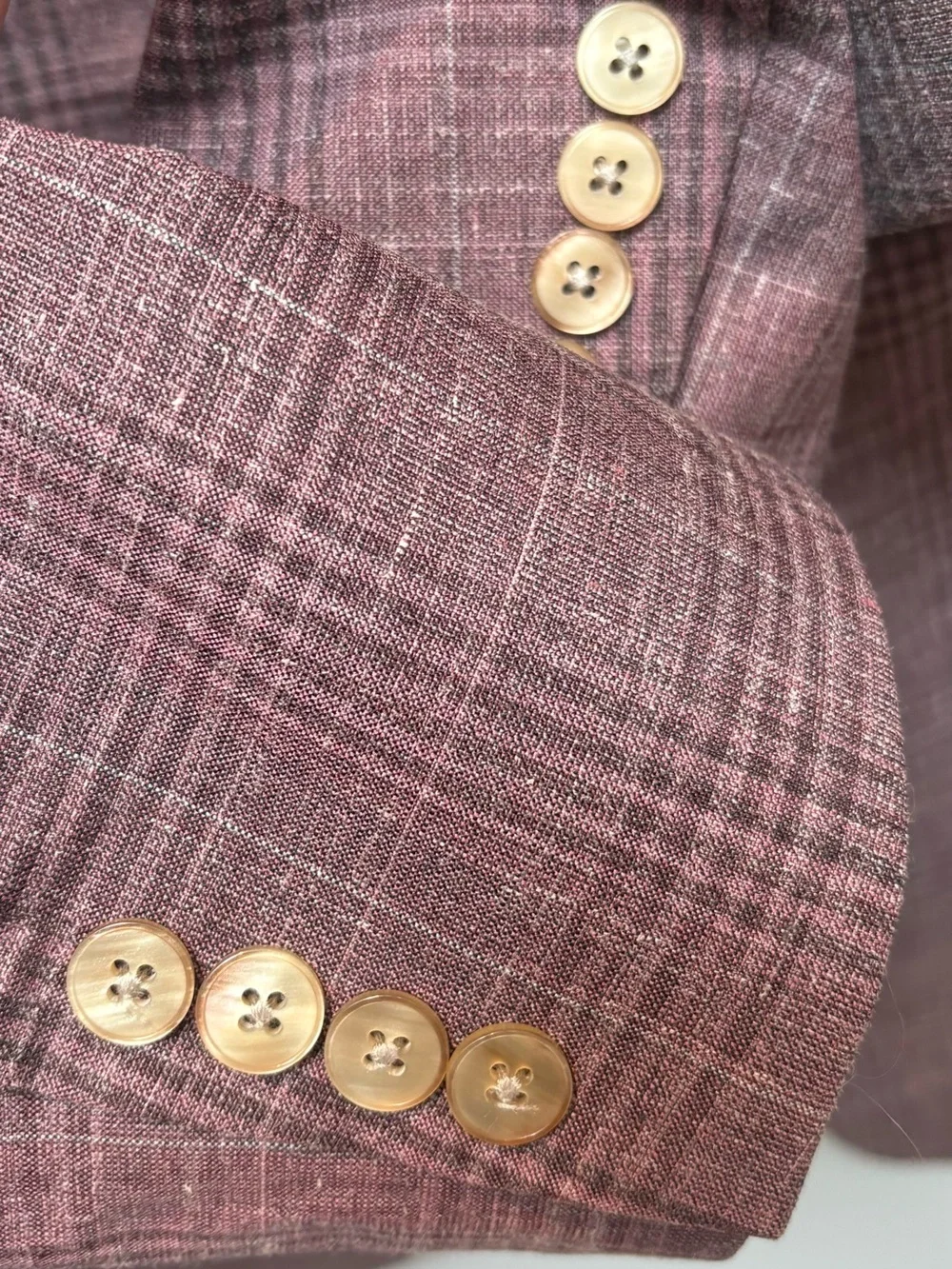 Lauren Ralph Lauren 44R Wool Silk Linen Pink Plaid Sport Coat Blazer
